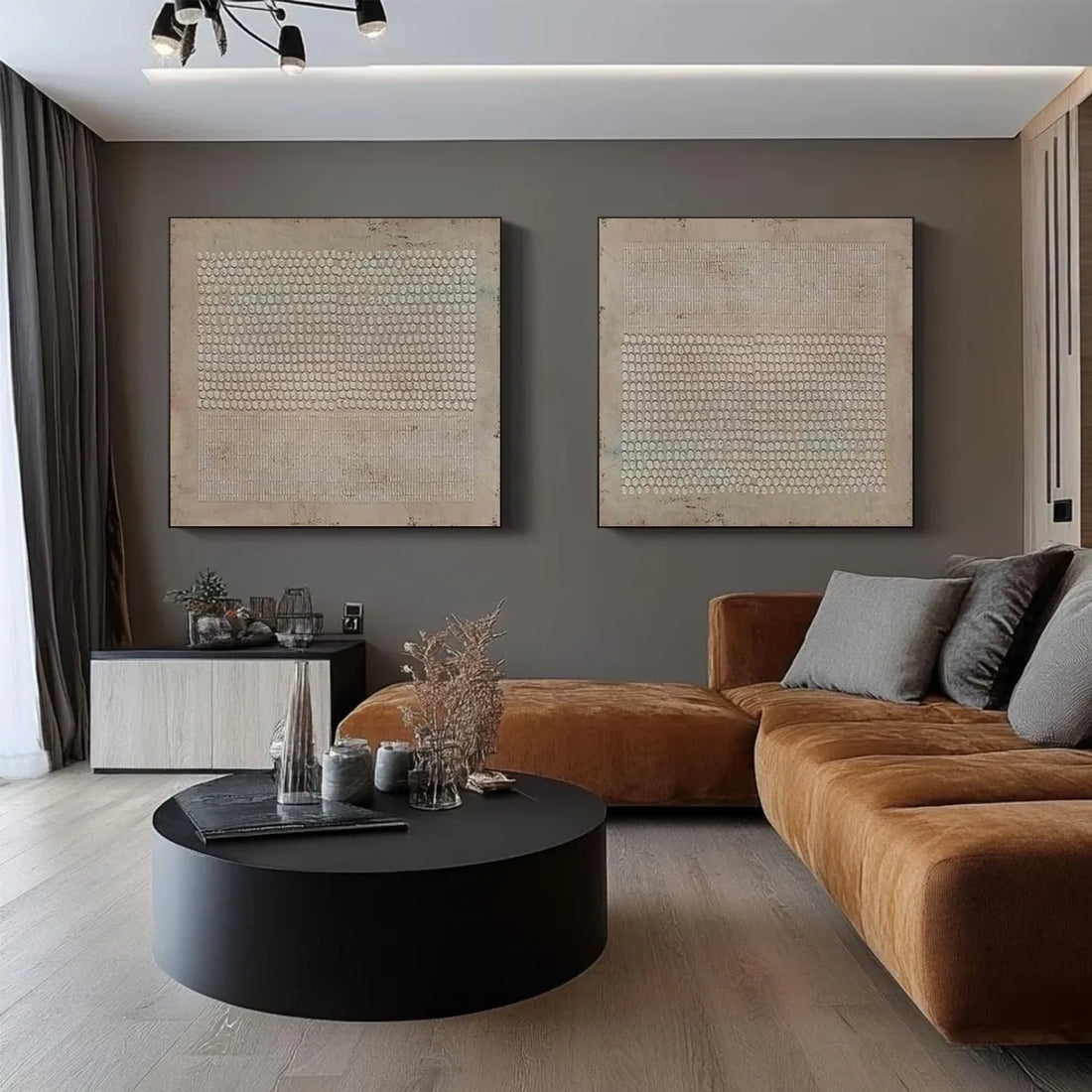 Beige and Brown Wabi Sabi Textured Canvas Art Set of 2 #WS637
