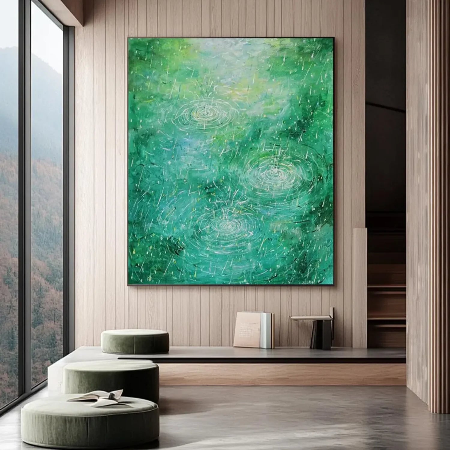 Green Abstract Canvas Art #WS594