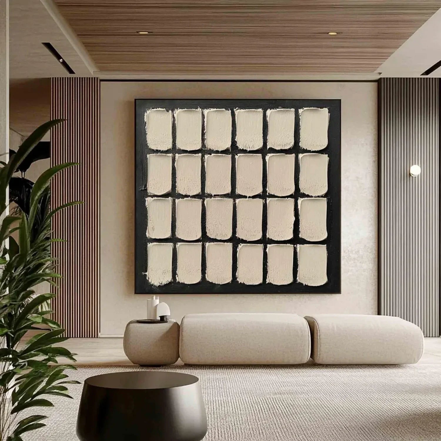 Black and Beige Wabi Sabi Textured Canvas #WS474