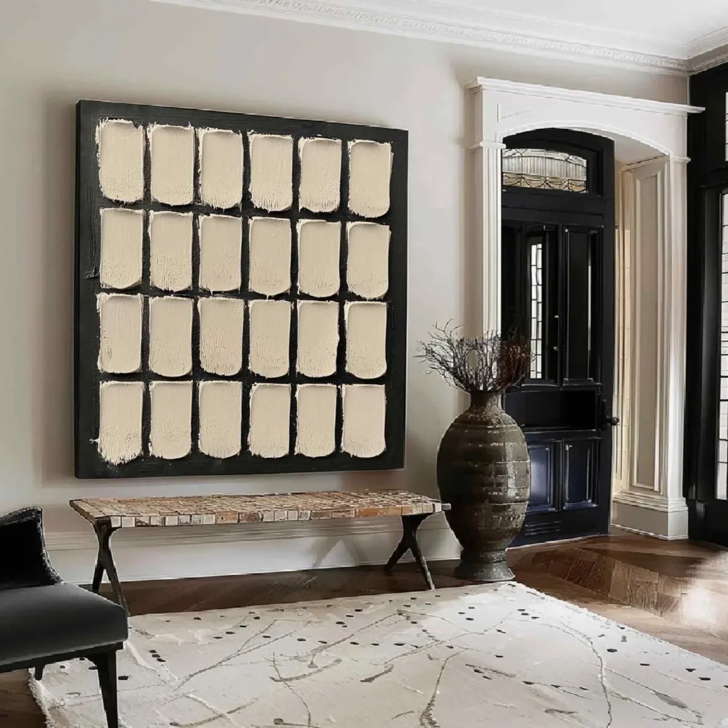 Black and Beige Wabi Sabi Textured Canvas #WS474