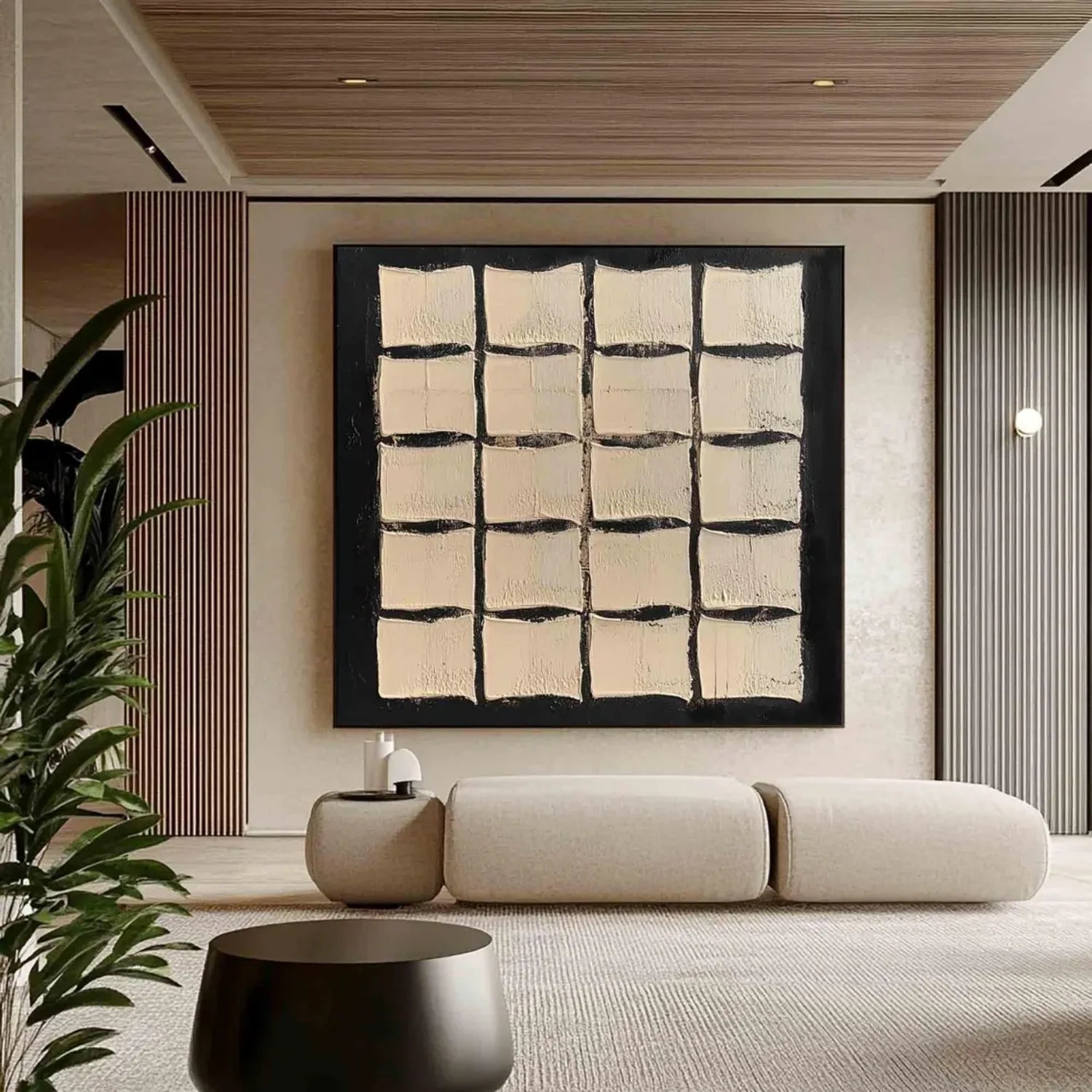 Black and Beige Wabi Sabi Textured Canvas #WS473