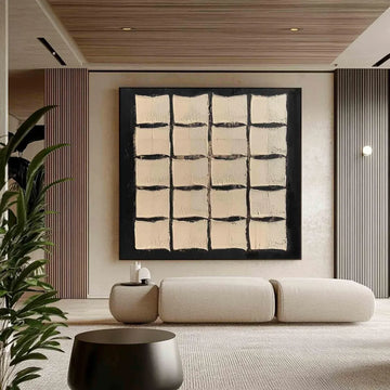 Black and Beige Wabi Sabi Textured Canvas #WS473