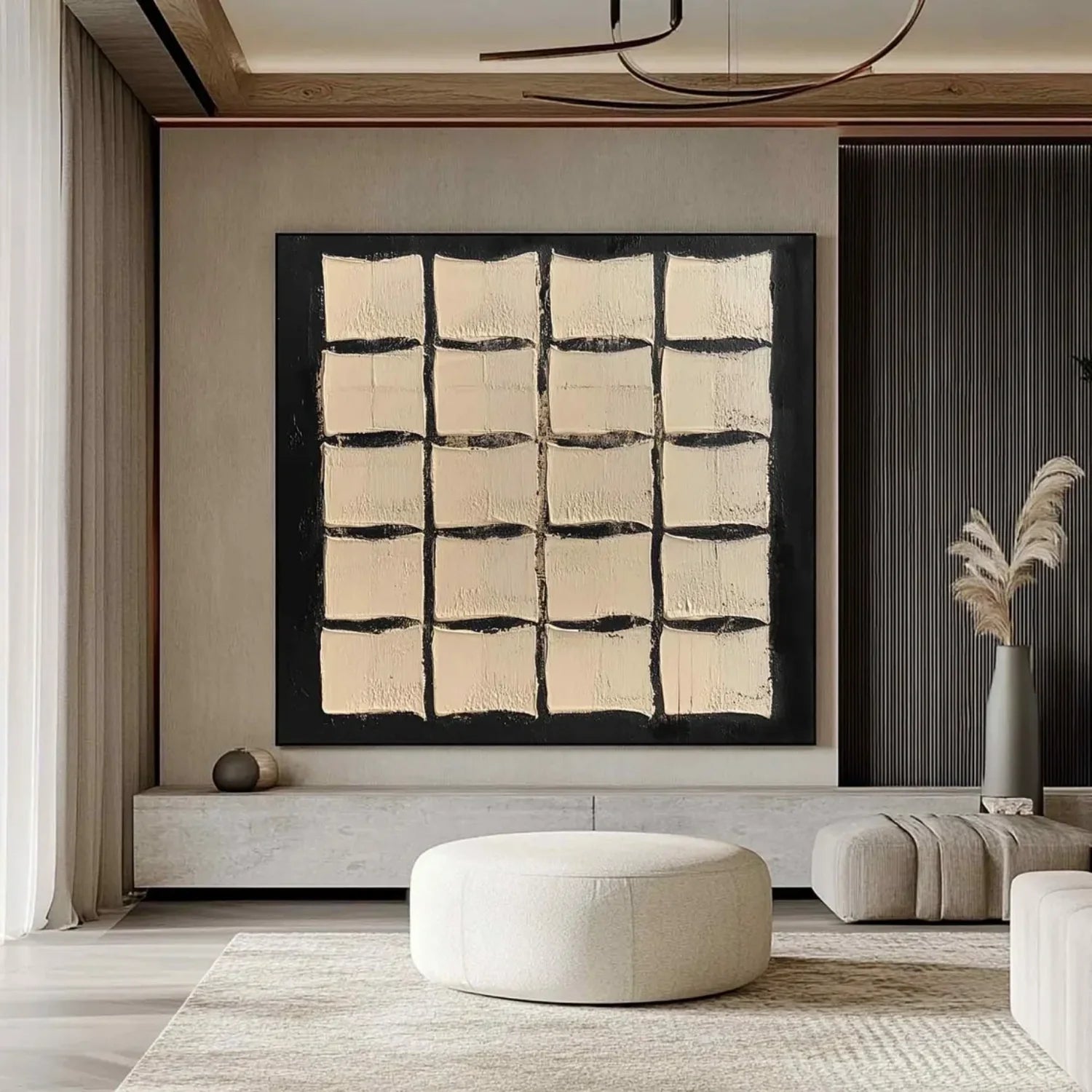 Black and Beige Wabi Sabi Textured Canvas #WS473