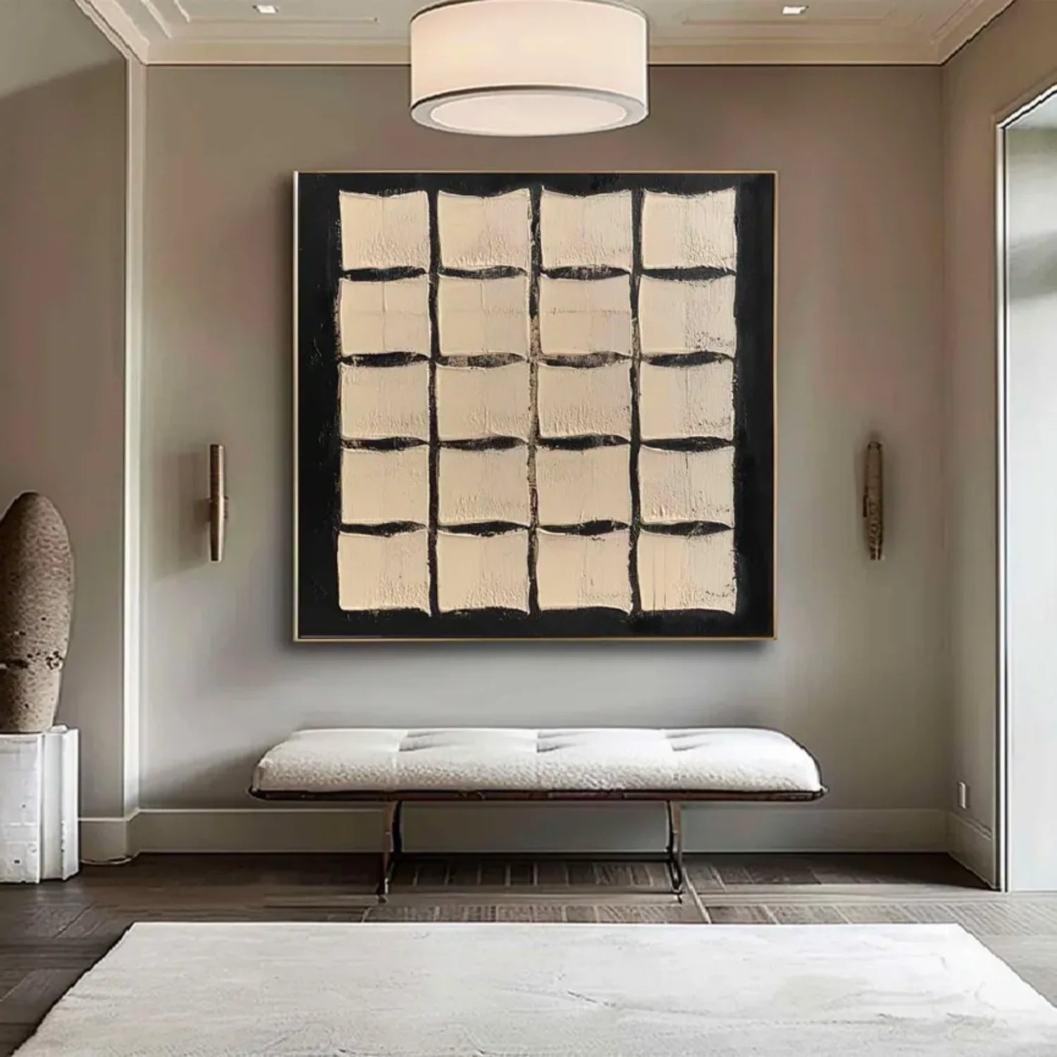 Black and Beige Wabi Sabi Textured Canvas #WS473