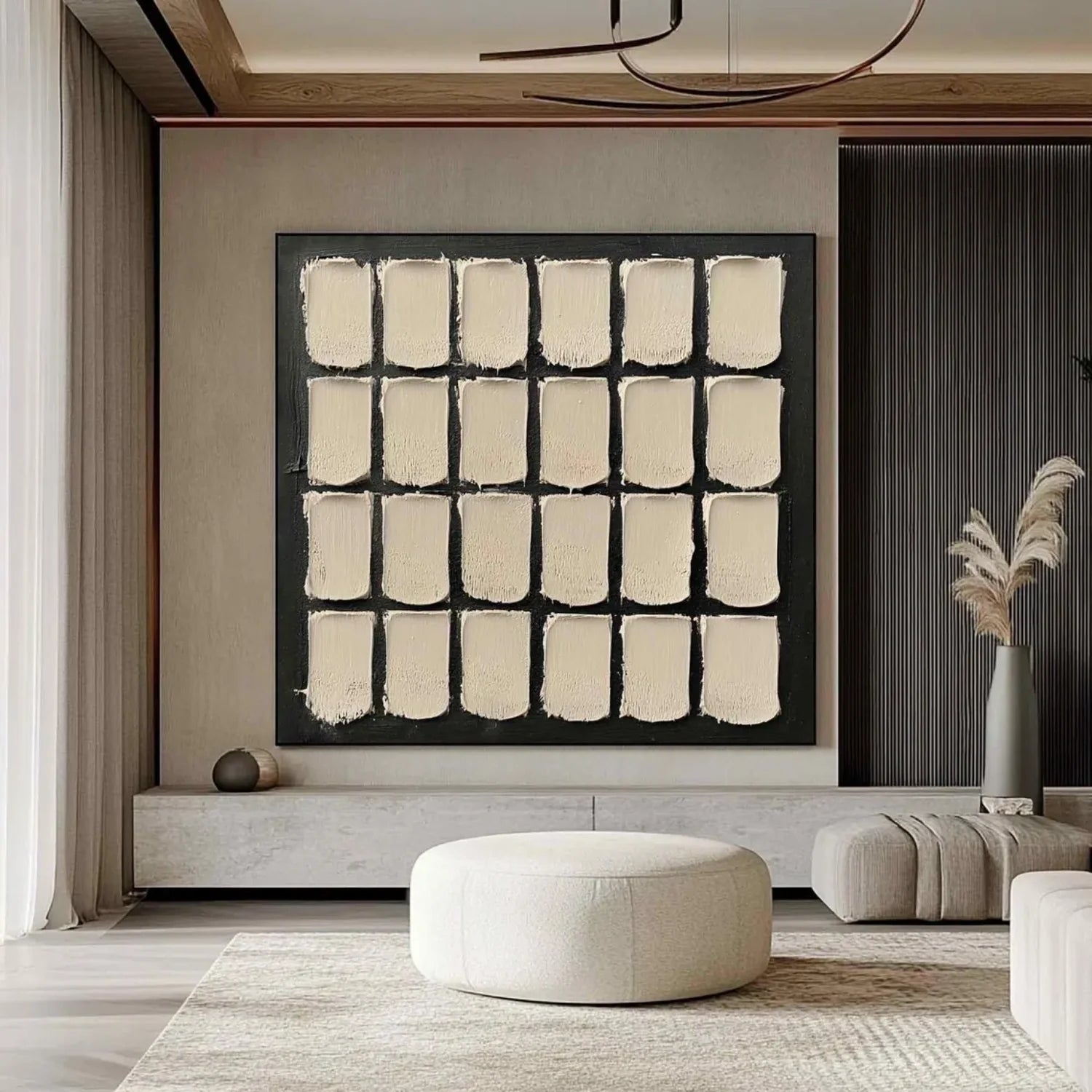 Black and Beige Wabi Sabi Textured Canvas #WS474