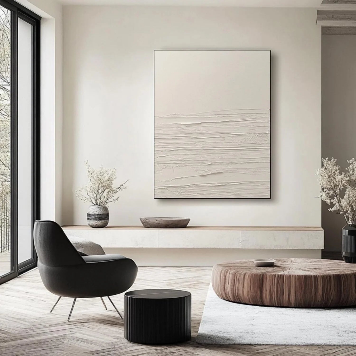 White Minimalistic Textured Art #MM250